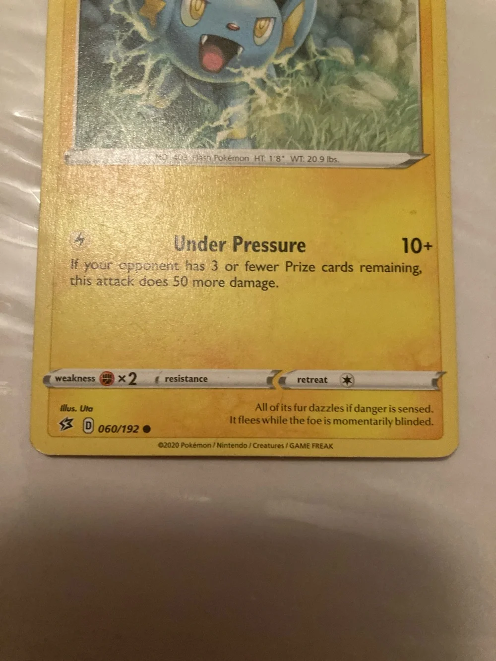 Had a dent on it, see in pictures Pokemon Shinx Yellow Lightning Energy Card